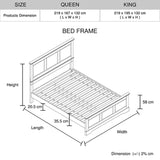 King Bed Frame in Solid Wood with Slats Support in Grey colour V43-BED-SPNC-K