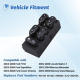 Power Window Control Switch Master Door Button Compatible with 2003-2008 Ford Crown V1258-DP02-WO-315