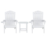 Gardeon Outdoor Table and Chairs HDPE Adirondack Beach Chair Sun Lounge Patio Furniture Garden White FF-BEACH-3HE-WH