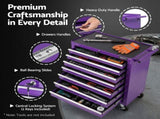 Giantz 7-Drawer Tool Chest Trolley Cabinet Toolbox Heavy Duty Garage Storage Organiser Purple TB-7DR-RL-PUR