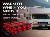 12V Car Electric Blanket for Cozy Winter Travel Soft Fleece Heating Throw for Cars, Trucks, RVs, V1341-ZY-NPJBVML3-RED