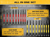 ELEAD 35Pcs Magnetic Nut Driver Bit Set Metric SAE 1/4" Hex Drill CR-V Steel V465-AU-70136