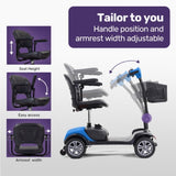 EQUIPMED FreeRoam Mid-Sized Lithium Fast Easy Charge Mobility Scooter, Blue V219-HMBMSCEQ3LBA