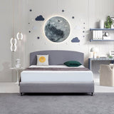 Linen Fabric King Bed Curved Headboard Bedhead - Slate Ash V63-839871