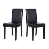 2x Wooden Frame Black Leatherette Dining Chairs with Solid Pine Legs V43-DC-MON-BLN