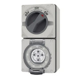 GSME Switch Socket Outlet Surface Mounting Weatherproof 3Ph 32A 500V 5 Pin Round Grey IP66 BUC532 V1202-V1-GSMBUC532