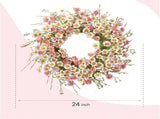24 Inch Spring Wreaths for Front Door - Artificial Flower Wreath with Baby Pink & Cream Daisy, V1258-DP02-C-2656