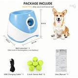 Automatic Dog Ball Launcher with 3 Distance Settings, Includes 3 Mini Tennis Balls, Interactive V1192-AZ-W-24989