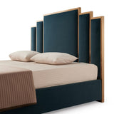 Austin Bed Frame Polyester Turquoise Fabric Padded Upholstery High Quality Slats Polished Stainless V43-BED-AUS-KBU