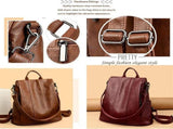 Womens Waterproof Anti-Theft Backpack with PU Leather, Large Capacity and Hidden Back Zipper Pocket V1189-LC-RY-00580