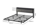Levede Floating Bed Frame Double LED USB Power Storage Headboard Metal Base BF1085-D-DGY-AU