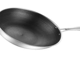 Stainless Steel Wok Pan Double Sided Honeycomb 3 Layer Prevent Sticking Easy Cleaning Wok for V1294-YM0717-3118220189615