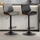 SERENIT European Wooden Modern Bar Stools Bistro Stool with Rotating and Aerodynamic Multi-levelled V255-SE-BS5518-GREY