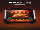 Devanti 5-in-1 Electric BBQ Grill Air Fryer, 2200W 8L Smart Thermometer BBQ-AF-8L-4IN1-BK