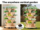 Green Fingers Garden Bed 5 Tier Vertical Garden Grey Strawberry Stackable Planters Herbs Beige GARDEN-PLASTIC-25L-LYE