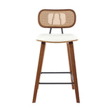 2x Artiss Bar Stools Kitchen Counter Rattan Chairs PU Leather Padding BA-TW-1782-BGX2