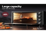 Devanti 48L Convection Oven Electric Fryer Ovens 1800W ECO-B-NHP-45L-BK