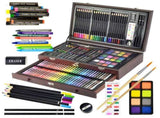 145 Piece Deluxe Art Set Wooden Art Box & Drawing Kit Blue Art Kit with Crayons, Oil Pastels, V1107-120-29721-BLU-1PACK