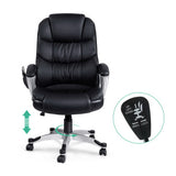 Artiss 8 Point Massage Office Chair Heated Seat PU Black MOC-1237M-BK