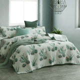 100% Cotton Lightly Quilted Coverlet Set Blooming Cactuses Cream Queen V442-STT-COVERLET-BLOOMINGCACTUSES-CREAM-QS