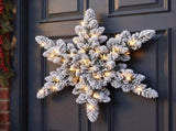 Jingle Jollys 60cm Flocked Snowflake Christmas Wreath Garland Pre-Lit 40 LED Light Decor XM-WRE-SNFL-2FT-LED
