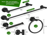 10pcs Matte Black Bathroom Hardware Set, Including 24in Retractable Hand Single Towel Bar with V1079-T0WEL1024