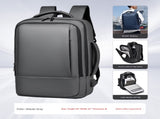 Grey Expandable Business Laptop Backpack with USB Charging Port - Large Capacity Work & Travel Bag V888-ELOSUNG34339
