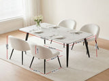 1 Artiss Dining Table and 4 Chairs Set White Marble Style DSET-MAR150-KJC150-WHX4