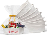 8 Pack Small Woven Basket with Gift Bags and Ribbons, All 12"x 8"x 5", Empty Decorative Chest Box, V1259-DP01-A-4569
