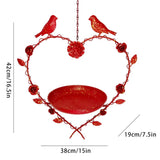 Red Iron Heart-Shaped Hanging Bird Feeder Tray, Functional Mesh for Garden Decoration, V1366-AZ2-W-26777