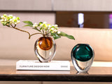 Artistic Teardrop Glass Vase - Handcrafted Glazed Finish for Hydroponics & Floral Decor V888-ELOSUNG35172