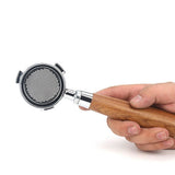 51mm Bottomless Portafilter with Filter Basket & Wooden Handle Replacement for Delonghi V1369-AZ3-W-15534