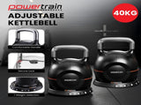 Powertrain 2x 20kg Adjustable Kettlebell One Hand Adjustment Weight Set AKB-XDB-20-2