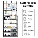Shoe Rack Storage Cabinet Coat Hat Stand Metal Shelves 12 Pairs Black 60CM V201-QHGMMOREONE028