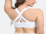 2-Pack White High-Support Shockproof Sports Bra - Women's Backless Yoga Running Vest with V888-ELOSUNG39888