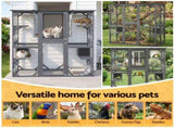 i.Pet Cat House 181cm Outdoor Catio Enclosure Walk-In Large Rabbit Hutch Grey PET-CH-180X180-GR-ABC