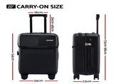 Wanderlite 20" Luggage Suitcase Front Pocket Travel Carry On TSA Black LUG-ABS-TOP-20-BK