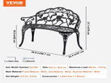 Outdoor Bench, 38.8 inches Metal Bench for Outdoors, 480 lbs Load Capacity Bench, Outdoor V952-GYZYJS40YC00PL1X7V0
