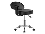 Round Rolling Stool, PU Leather Rolling Stool with Backrest, 360&deg Swivel Drafting Stool with V952-YDHSJSYXYKBWDYI0TV0