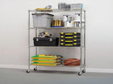 Modular Wire Storage 120x60cm Steel Shelving Chrome With Wheels For Garage Warehouse Or Kitchen V63-841341