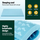 Giselle Bedding Memory Foam Mattress Topper Ventilated Cool Gel 5cm King Single MATTRESS-TOP-VH-GEL-5-KS
