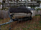 190T Polyester Taffeta V-Hull Boat Cover, Outdoor Anti-UV Waterproof Boat Hull Shield, Silver Grey, V1221-XM-LB3004-GM124