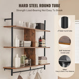 VEVOR Industrial Pipe Shelf 3 Tier 41.5x9.84in Wall-Mount for Kitchen Bedroom V952-JSGZWJYGHMBHZ7W6FV0