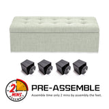 Storage Ottoman Stool 102cm Fabric LIGHT GREEN V274-FT-GQ003-LGN