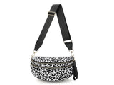 Black-white Checkered Trendy Sling Bag - Women's Crescent Crossbody Purse with Wide Adjustable Strap V888-ELOSUNG33476