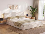 Artiss Queen Bed Frame with Boucl Headboard, USB-C Charging & Night Lights BFRAME-H-MUSE-Q-WH-ABC