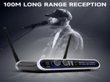 Hridz Wireless UHF Microphone Kit Dual Handheld Mics with 100m Range Receiver for Karaoke Meetings V571-HZ2UHFM100MRSET