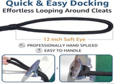 Boat Dock Lines 1/2" x 15' - Double Braided Nylon Boat Ropes for Docking with 12" Loop, Marine-Grade V1258-DP02-WO-872