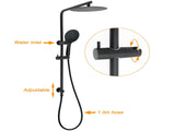 Matt Black Twin 10" Shower Head 3 Modes Handheld 2in1 Wall Rail Arm Round Taps V1233-C4902B22PHR003M4CBKSR110BCPF0282ABK