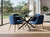 Marble Masterpiece Table and Chair Set V264-DNT-410-BLK-DNC-414V-BLU-4